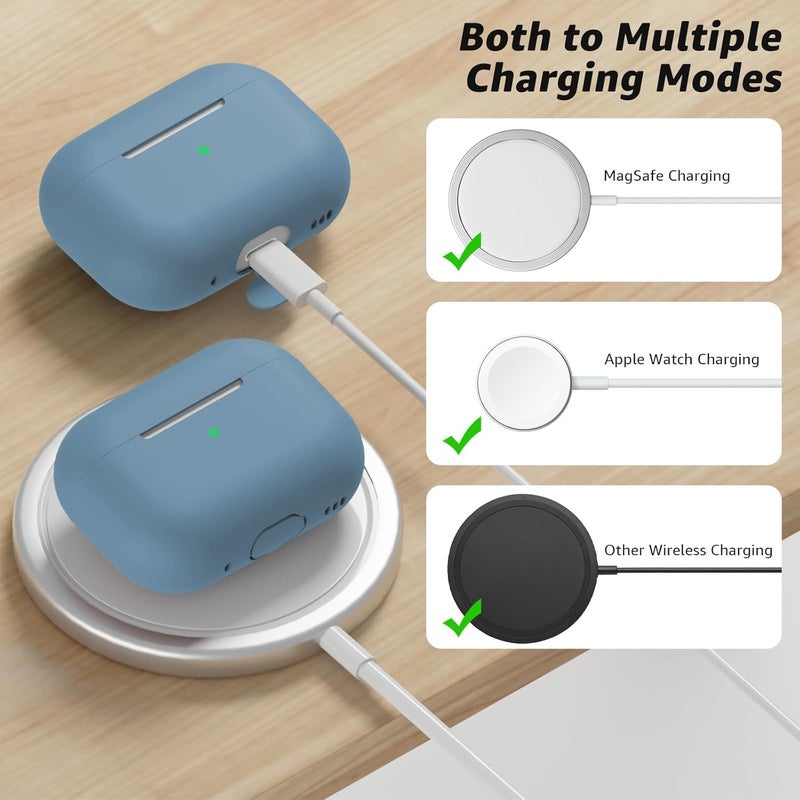 Tandoler Compatible with Airpods Pro 2 Case, Soft Silicone Skin Cover Protective Cases with Cleaner kit and Lanyard Compatible for AirPod Pro 2nd Generation, Front LED Visible - Azure Blue - Image 4